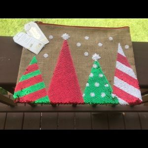 2 Mudpie sequined 9x12 zippered bags with tassels